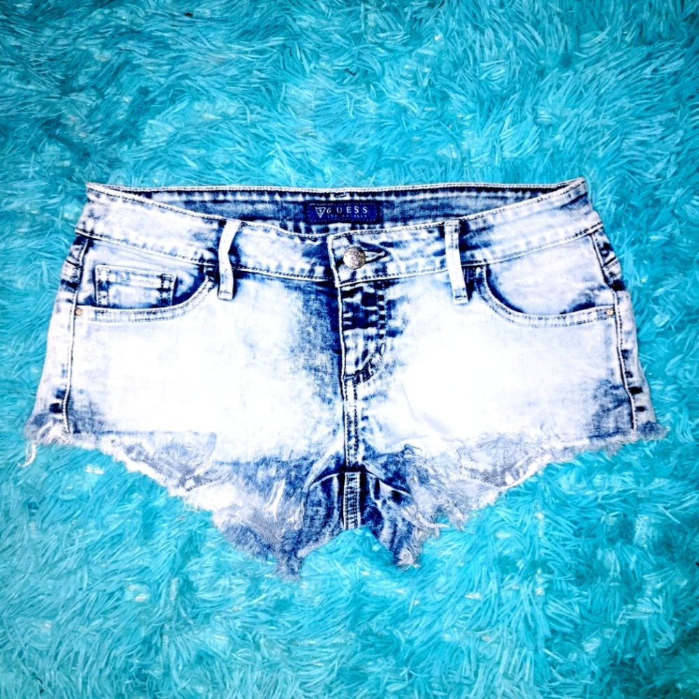 Guess Acid Washed Super Short Shorts